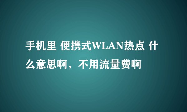 手机里 便携式WLAN热点 什么意思啊，不用流量费啊