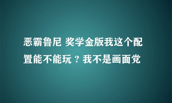 恶霸鲁尼 奖学金版我这个配置能不能玩 ? 我不是画面党