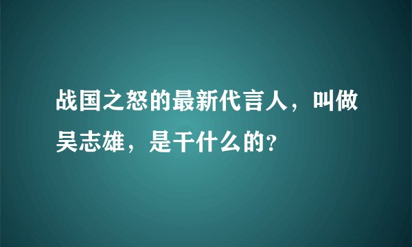 战国之怒的最新代言人，叫做吴志雄，是干什么的？