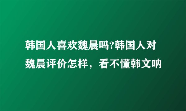 韩国人喜欢魏晨吗?韩国人对魏晨评价怎样，看不懂韩文呐