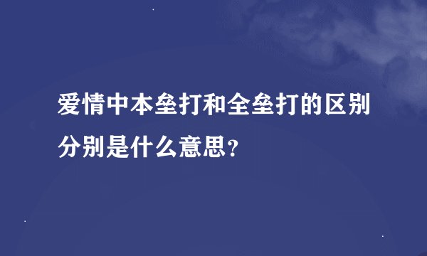 爱情中本垒打和全垒打的区别分别是什么意思？