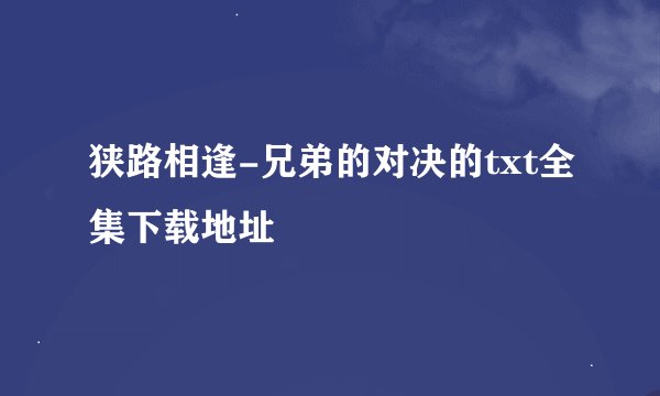 狭路相逢-兄弟的对决的txt全集下载地址