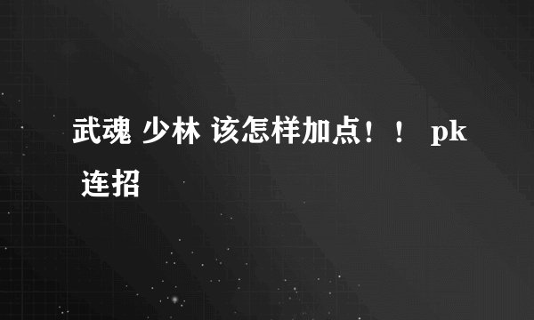 武魂 少林 该怎样加点！！ pk 连招