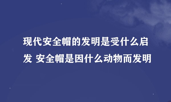 现代安全帽的发明是受什么启发 安全帽是因什么动物而发明