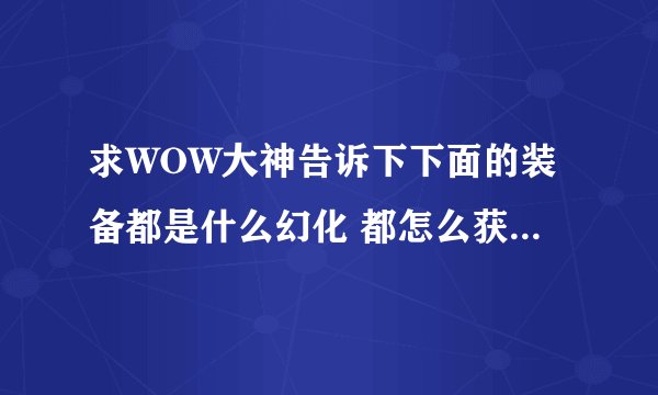 求WOW大神告诉下下面的装备都是什么幻化 都怎么获得 万分感谢