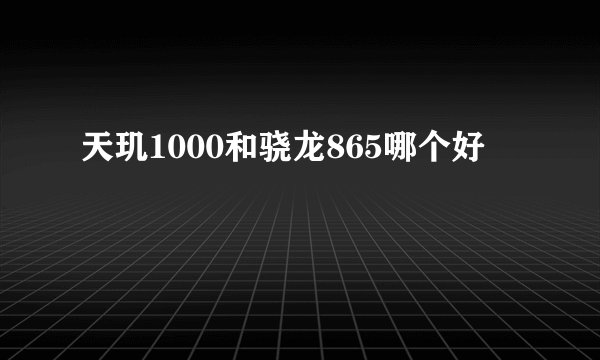 天玑1000和骁龙865哪个好