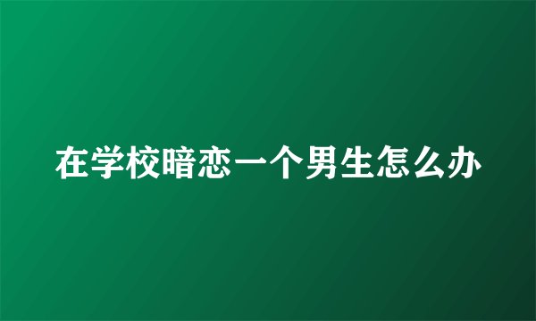 在学校暗恋一个男生怎么办