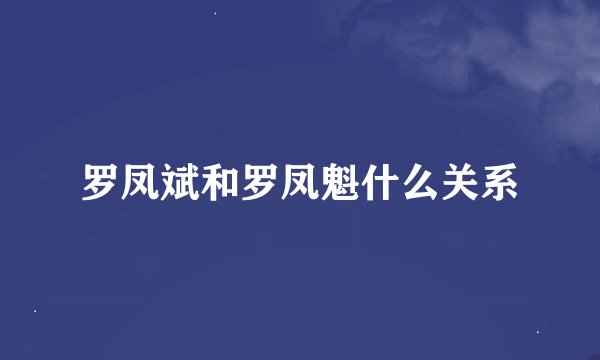 罗凤斌和罗凤魁什么关系