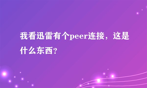 我看迅雷有个peer连接，这是什么东西？