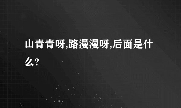 山青青呀,路漫漫呀,后面是什么?