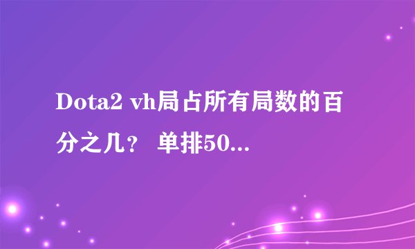 Dota2 vh局占所有局数的百分之几？ 单排5000分以上的玩家占所有玩家的百分之几？