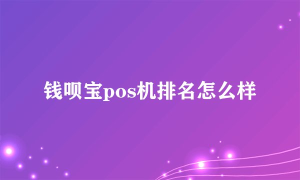 钱呗宝pos机排名怎么样