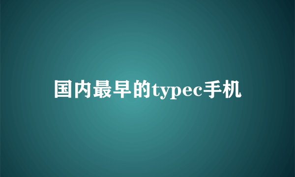 国内最早的typec手机