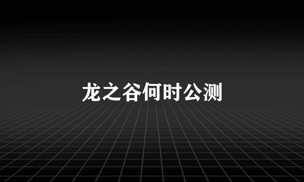 龙之谷何时公测