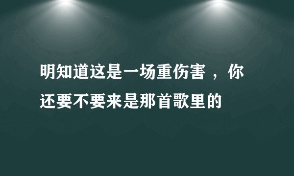 明知道这是一场重伤害 ，你还要不要来是那首歌里的
