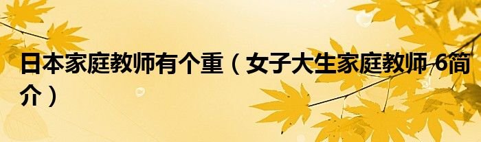 日本家庭教师有个重女子大生家庭教师6简介