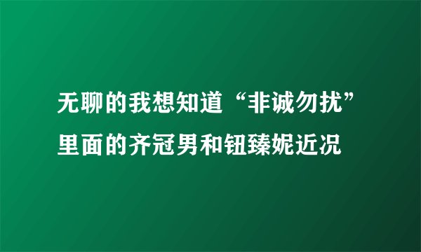 无聊的我想知道“非诚勿扰”里面的齐冠男和钮臻妮近况