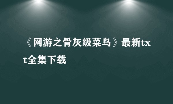 《网游之骨灰级菜鸟》最新txt全集下载