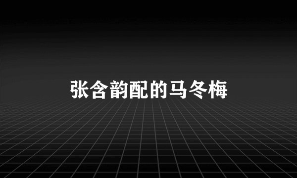 张含韵配的马冬梅