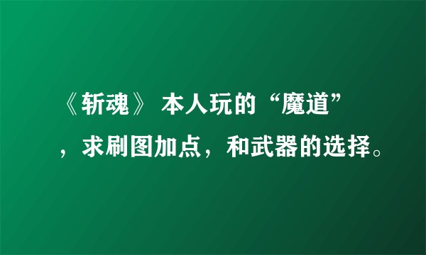 《斩魂》 本人玩的“魔道”，求刷图加点，和武器的选择。