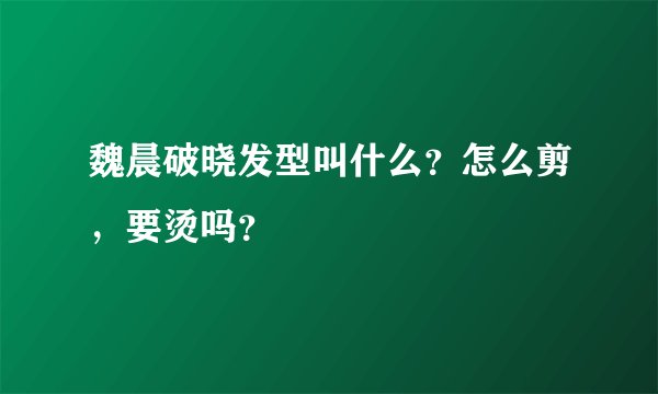 魏晨破晓发型叫什么？怎么剪，要烫吗？