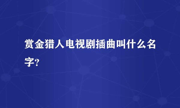 赏金猎人电视剧插曲叫什么名字？