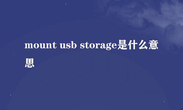 mount usb storage是什么意思