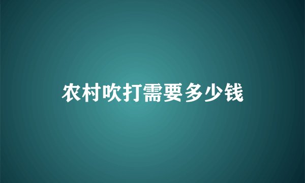 农村吹打需要多少钱