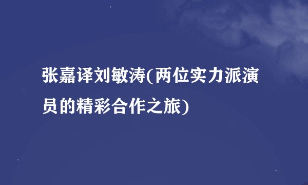 张嘉译刘敏涛(两位实力派演员的精彩合作之旅)