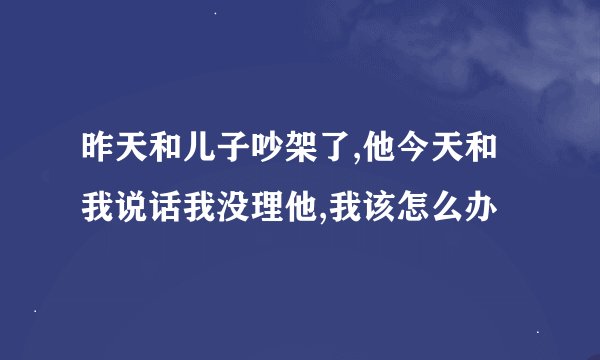 昨天和儿子吵架了,他今天和我说话我没理他,我该怎么办