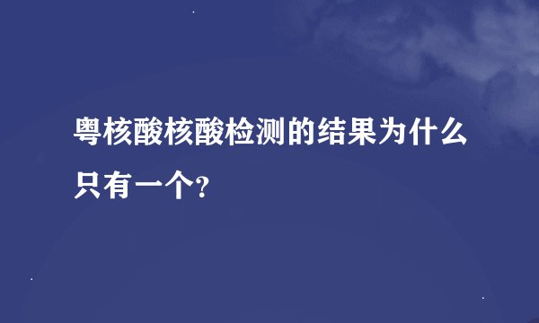 粤核酸核酸检测的结果为什么只有一个？