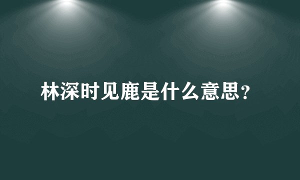 林深时见鹿是什么意思？