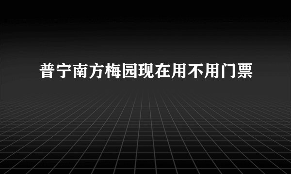 普宁南方梅园现在用不用门票