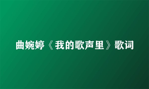 曲婉婷《我的歌声里》歌词