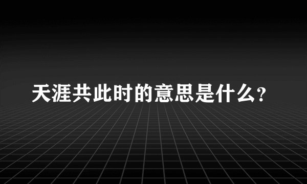 天涯共此时的意思是什么？