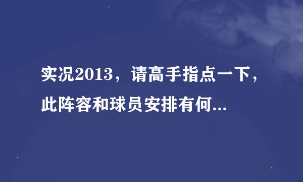 实况2013，请高手指点一下，此阵容和球员安排有何建议。顺便问问那些球队好用，新手上路，谢谢。