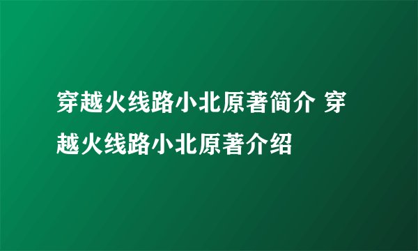 穿越火线路小北原著简介 穿越火线路小北原著介绍