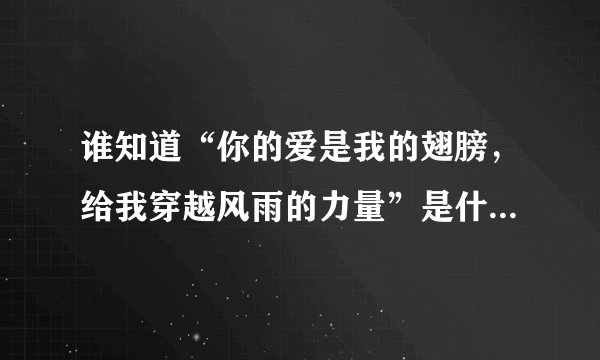 谁知道“你的爱是我的翅膀，给我穿越风雨的力量”是什么歌啊？开头是音乐盒的声音！歌词大概是那样的
