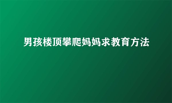 男孩楼顶攀爬妈妈求教育方法