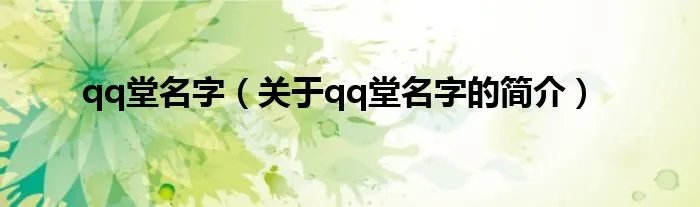 qq堂名字（关于qq堂名字的简介）