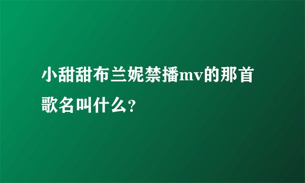 小甜甜布兰妮禁播mv的那首歌名叫什么？
