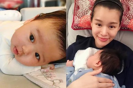 胡杏儿晒儿正面照 大眼可爱网友纷纷祝福