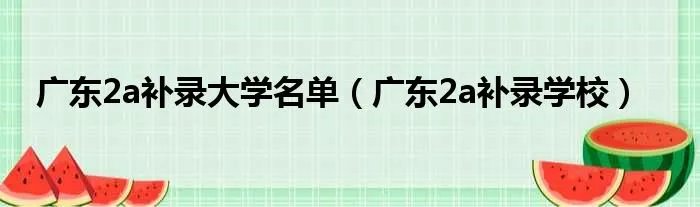 广东2a补录大学名单(广东2a补录学校)