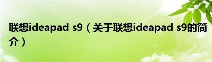 联想ideapad s9（关于联想ideapad s9的简介）