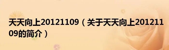 天天向上20121109(关于天天向上20121109的简介)