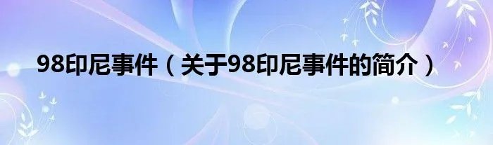 98印尼事件（关于98印尼事件的简介）