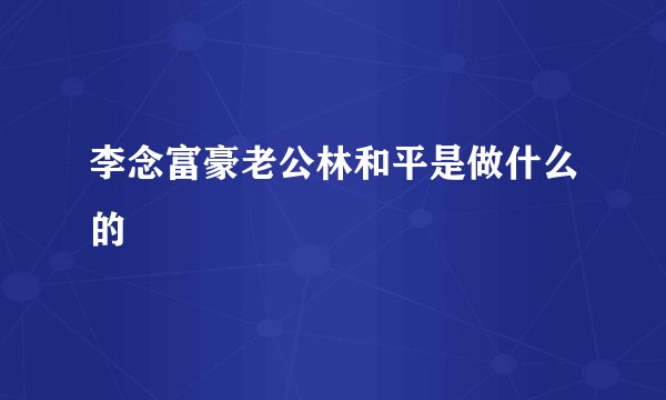 李念富豪老公林和平是做什么的