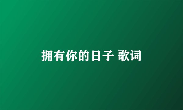 拥有你的日子 歌词