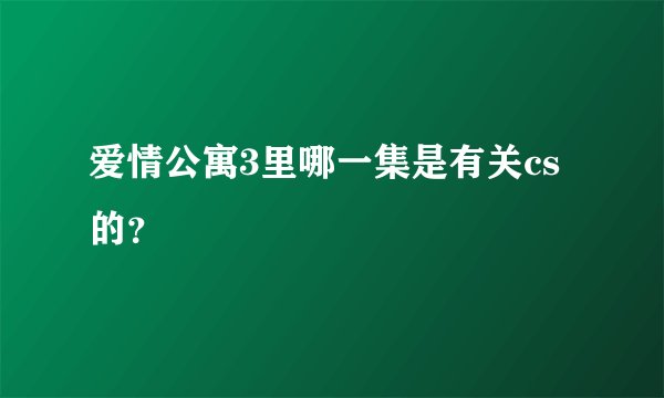 爱情公寓3里哪一集是有关cs的?