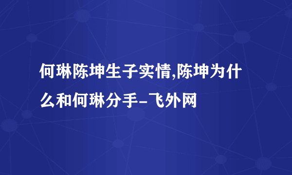 何琳陈坤生子实情,陈坤为什么和何琳分手-飞外网